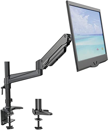 SHOPPINGALL 一流メーカー以上のコスパ 大企業導入 カナダ モニターアーム シングル アーム長さ調節機能 ガス スプリング 32インチ対応 耐荷重0〜8kg グロメット式＆クランプ式 VESA対応 [ガタガタ揺れない] & [1