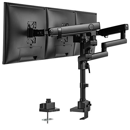AVLT モニターアーム 3画面 17~27インチ3画面対応 最大耐荷重7kg 多角度調節 機械式スプリング ディスプレイアーム グロメット式&クランプ式 VESA スタンド - 支援曲面/液晶ディスプレイ