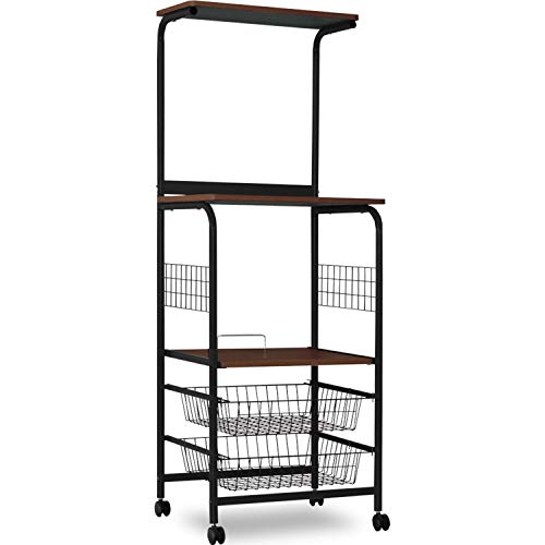 moca company Basketton レンジラック ハイタイプ 2段 バスケット 引出し付き キャスター付き ブラック ブラウンの通販は