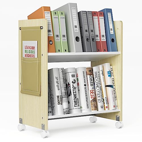 ファイルワゴン 2段 a4 キャスター付き 斜め スリム 幅55 収納ポケット付き 仕切付き 42kg高耐荷重 DEWEL 移動可能 出し入れしやすい 木製 ファイル収納 書類収納 オフィス 書斎 図書館 学校 在宅勤務に適用 デスク下 の通販は 9,200円