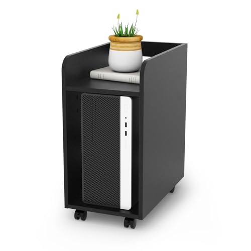 DEWEL pcワゴン 高さ60cm pcラック デスク下 スリム キャスター付き 棚板高さ3段調節 移動便利 丸角加工 メラミン加工 木製 組立単 60x50x30cm ブラックの通販は 7,875円