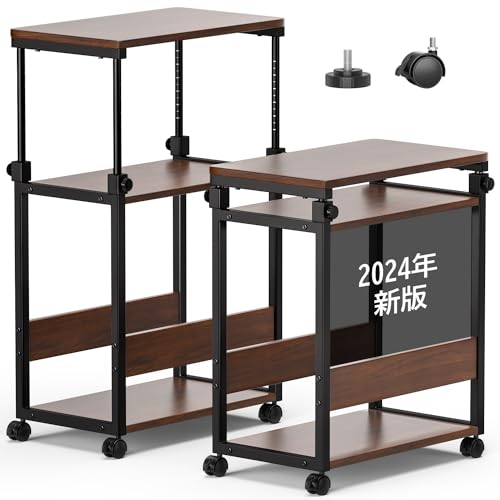 新品未使用未開封品です❣️パソコンワゴン PCワゴン 幅35×奥行き60×高さ67.5~95cm昇降式 TTWO 高さ調節可能 サイドデスク プリンター台 L字デスク ゲーミングデスク ディスプレイワゴン サイドワゴン オフィス収納 収納棚 複合機ワゴン PCラック パソコンラック スリム 移動便利 アジャスター／キャスター付き (Brown) パソコンワゴン PCワゴン 幅35×奥行き60×高さ67.5〜95cm昇降式 TTWO 高
