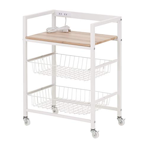 武田コーポレーション 収納ラック・棚・キャスター付き・コンセント付き ヴィンテージナチュラル 50.5×34×67?p ヴィンテージ調 キッチンワゴン T0-VKW50VNA
