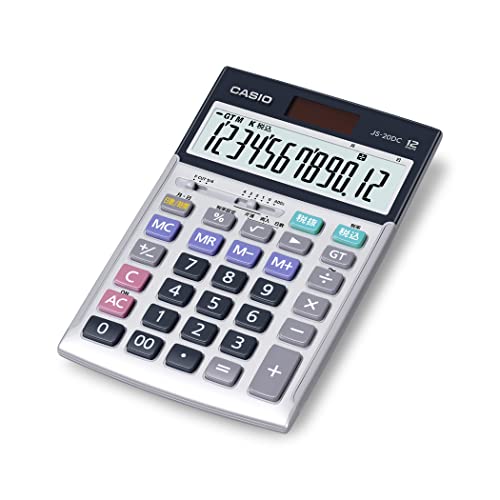 カシオ 本格実務電卓 12桁 日数&amp;時間計算 ジャストタイプ シルバー JS-20DC-N グリーン購入法適合 エコマーク認定