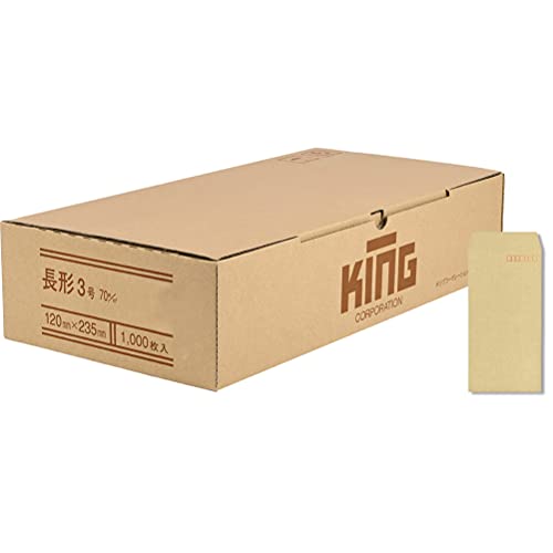 キングコーポレーション 封筒 クラフト 長3 再生紙100% 1000枚入 181304