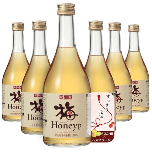 紀州産梅ハニップ 590g 6本セット希釈ドリンク/梅ジュース/梅シロップ/おうち飲み会/ノンアルコール/ウメ/4倍希釈10％果汁/手作り風/甘さ控えめ/健康食品/安心国内製造/コプリナ