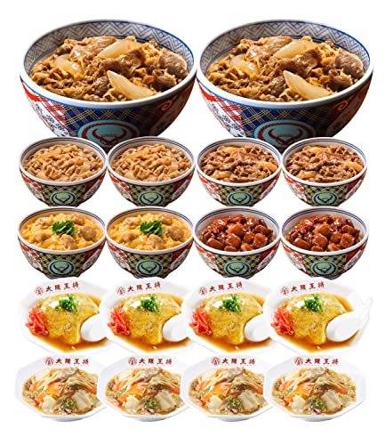 吉野家×大阪王将 丼の具詰め合わせセット (合計18食) どんぶり 冷凍食品 牛丼の具 中華丼 親子丼 豚丼 牛焼肉丼 焼鶏丼 天津飯 仕送り おつまみ 惣菜