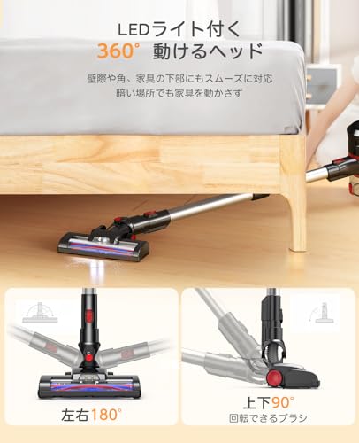 コードレス掃除機 高密度HEPA LEDライト 2WAY 充電式バッテリー