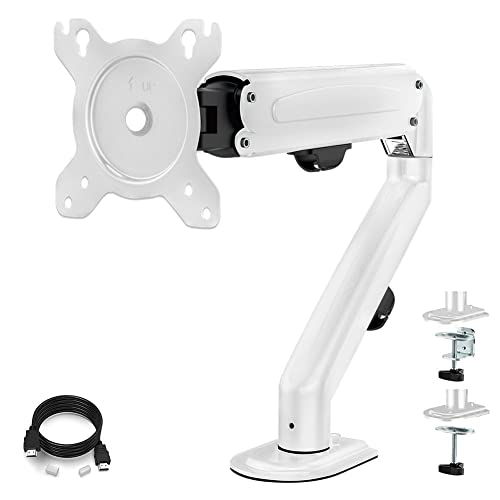 Besince モニターアーム 17〜27インチ アームスタンド ディスプレイアーム VESA規格 1画面 ディスプレイスタンド モニタースタンド ガススプリング式 4軸 クランプ式 グロメット式 360度回転 耐荷重7kg 黒 白 仕事の通販は 6,700円