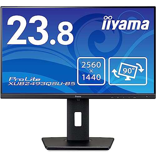 マウスコンピューター iiyama モニター ディスプレイ 23.8インチ 2560×1440(WQHD) IPS方式 高さ調整 角度調整 縦回転 DisplayPort HDMI の通販は
