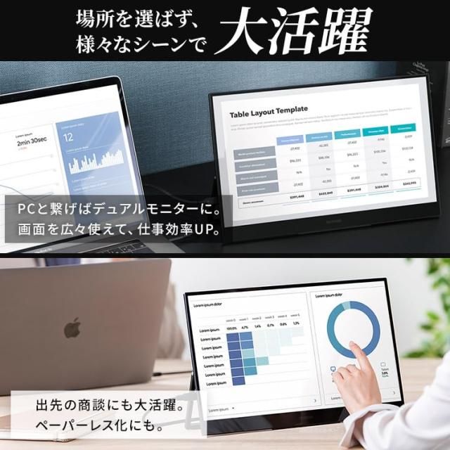 アイリスオーヤマ モバイルディスプレイ ポータブルモニター 15.6インチ タッチ機能 DP-BF162U-B ブラックの通販は