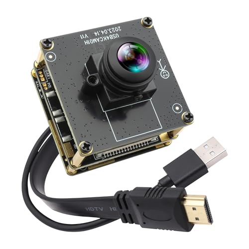 ELP HDMI USB カメラ 4K 同時出力ストリーミングウェブカメラ USB カメラモジュール 2X デジタルズーム 180 度魚眼レンズコンピュータカの通販は