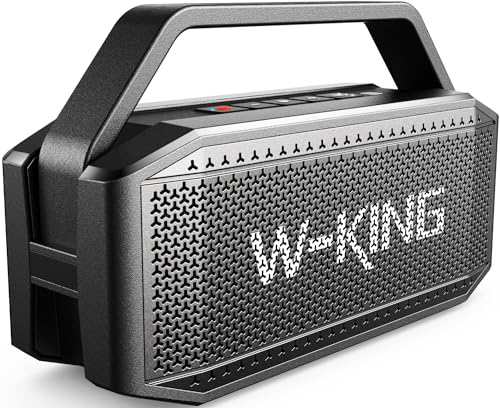 Bluetoothスピーカー、W-KING 60W RMS（80Wピーク）ディープバス付きポータブルスピーカー重低音、IPX6防水屋外ワイヤレススピーカー、Bl