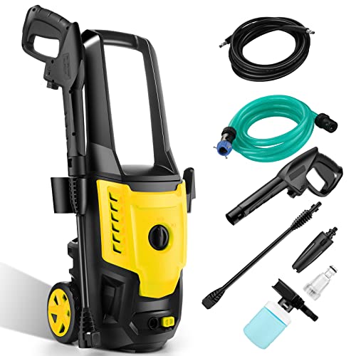 Suyncll 高圧洗浄機 最大吐出圧力 1500W 50Hz/60Hz東西日本兼用 水道直結・自吸両用 家庭用高圧クリーナー 高圧ホース10m+水道ホース3m+の通販は