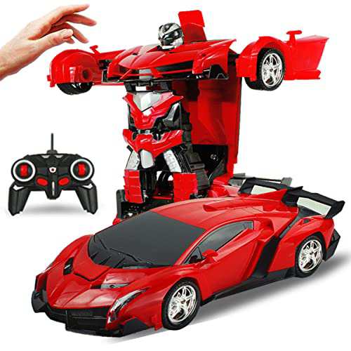 ラジコンカー RCカー 電動RCカー おもちゃの車 手振り制御 ロボットに変換 安定性高い 耐衝撃 子供おもちゃ 贈り物 (赤)の通販は