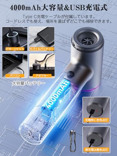 限定】2025 新規アップグレード ハンディクリーナー 多機能ミニ掃除機 25000PA 車用掃除機 コードレス 車用 カークリー 2025 ハンディクリーナー  ミニ掃除機 コードレス 充電式 掃除機 強力 静音 車用掃除機 ブラシレスモーター 吸引力 28000pa 小型 軽量 車用 家庭用 車 ...