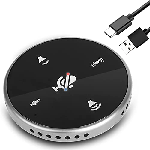 USBマイク スピーカー 電話会議用 360全方向集音 USB接続 テレワーク ミュート/ボリューム/マイクタッチセンサーボタン 在宅会議用システム、オンライン、ウェブ、ビデオ会議、ZOOM、SKYPE、LINEなどに対応の通販は