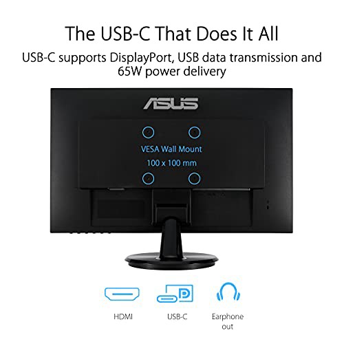 ASUS モニター Eye Care VA27DCP 27インチ / フルHD (1920 x 1080) / IPS / USB-C HDMI / 65W電力供給 / 75Hz / ブルーライト軽減 / フリ