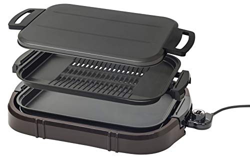 [山善] ホットプレート ワイド 2WAY 平面/波型プレート フッ素加工 ブラウン YHF-W1301(T)の通販は