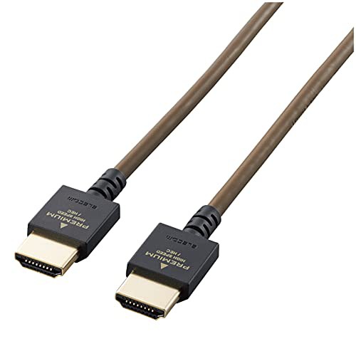 エレコム HDMIケーブル 1m プレミアム 4K 2K (60P) HDR対応 やわらかケーブル ダークブラウン DH-HDP14EY10DB
