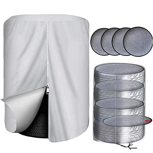 タイヤカバー 屋外 防水 フェルトパッド4枚付き タイヤ保管カバー 420D 厚手 幅85×高さ120cm タイヤ収納 RV車用 UVカット 防埃 防雨 収納袋付き 5,510円