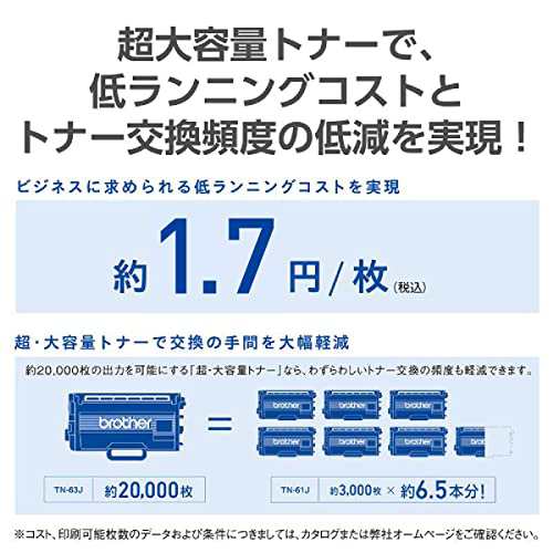 brother A4モノクロレーザープリンター (50PPM 両面印刷 有線・無線LAN