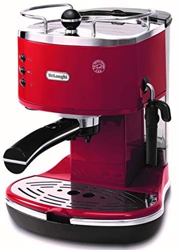 De'Longhi (デロンギ) エスプレッソメーカー アイコナ ECO310R カプチーノ ラテアート エスプレッソマシン カップウォーマートレイ レトロデザイン [レッド] デロンギファミリー登録で3年