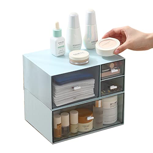 小物入れ 卓上収納ケース 組み合わせ自由 引き出し 収納 レターケース おしゃれ収納ボックス A5 化粧品 文房具 デスク収納 書類ケース (Lサイズ2個セット-青)の通販は 4,929円