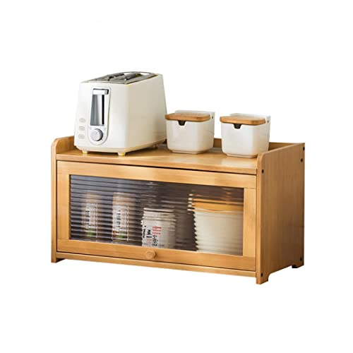 [MISHIWVN] 食器棚 卓上食器棚 キッチン収納棚 キッチンキャビネット レンジ台 アクリル扉 組み立て式 おしゃれ 竹製 収納便利 台所収納 (原色 1段 52cm)の通販は 7,826円