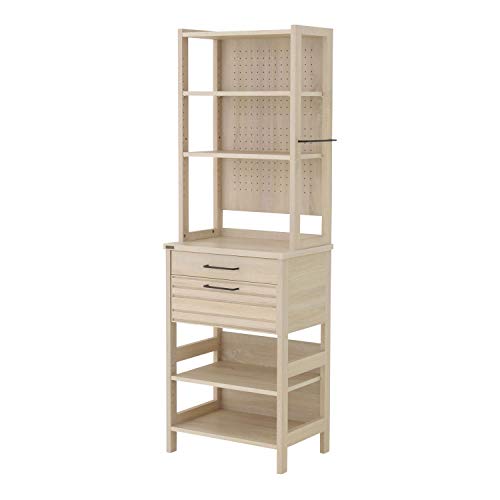 佐藤産業 LAFIKA キッチンラック 食器棚 幅60cm 奥行40cm 高さ180cm オークホワイト スリム 可動棚 背面化粧 スチール取っ手 LF180-60HC IVの通販は