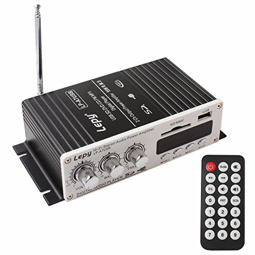 OBEST bluetooth5.0 パワーアンプ コンパクトオーディオアンプ Hi-Fiステレオアンプ USB/SDカード再生可能 デジタルディスプレーデ　リモコン付き　12V対応　LP-A7USBの通販は 4,784円