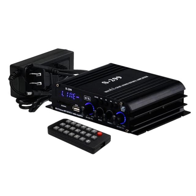 4.1chサラウンドアンプ 4×40W＋RCAサブウーファー 汎用小型アンプ USB/SDカード再生可 Bluetooth対応 コンパクトボディ 4.1チャンネル Hi-Fiサウンド 12V/5Aアダプター/リモコン付 多機能パワーアンプの通販は 10,100円