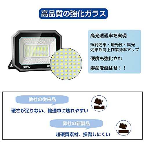 【超高輝度】Led投光器 50W 超薄型 Ledライト 作業灯 充電式 超爆光 IP66防水防塵 省エネ 長寿命 高輝度 昼光色 FCC認証 広角照明 キャン