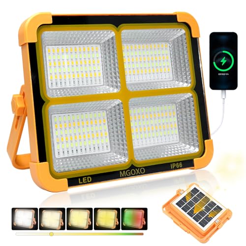 MGOXO 投光器 LED 充電式 作業灯 16000mAH大容量 超高輝度 240W 15000LM ソーラー充電/Type-c充電 便携式 5色切替 無段階調光 太陽光発電 IP66防水 磁気設計 折り畳み式 アウトドア キャンプ 夜の通販は 5,200円