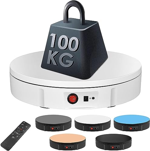 TINGHAIYAN 360度電動回転台 ターンテーブル 30cm 回転台電動 ターンテーブル電動 ディスプレイスタンド 耐荷重100kg 100-110v電圧 リモコンが付き 操作便利 スピード・方向・角度が調整可能 低騒音 撮影用 展