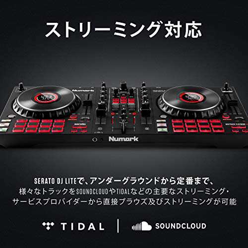 Numark DJコントローラー 4デッキ タッチセンサー搭載ジョグホイール Serato DJ Lite DJミキサー ストリーミング DJ機材 FX パドル搭載 