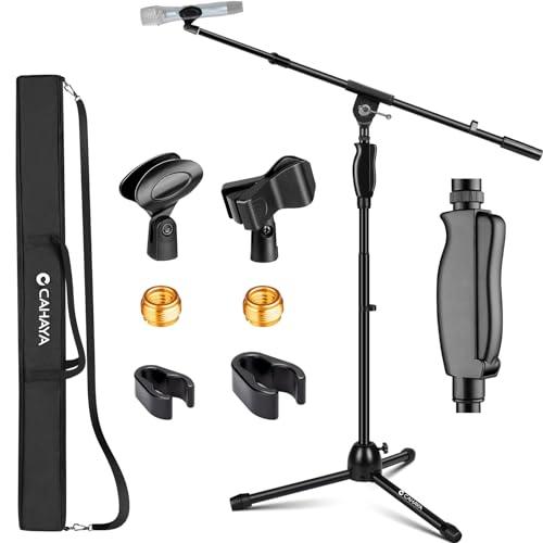 CAHAYA マイクスタンド ブーム 最高241cm ワンボタン手動式360°高さ調整可能 本体4kg スチール材 ナイロン材 折りたたみ式 マイクホルダー マイクロフォン スタンド 会議 講習会 ライブ スピーチ 放送 カラオケ 忘年会