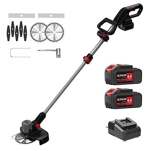 ナウィン 充電式草刈機 4.0Ah大容量バッテリー2個 ブラシレスモーター 枝切り 芝生 農園 畑 雑草 20V 草刈り機 93-127cmまで伸縮 (９インチ式)の通販は草刈り機・芝刈り機