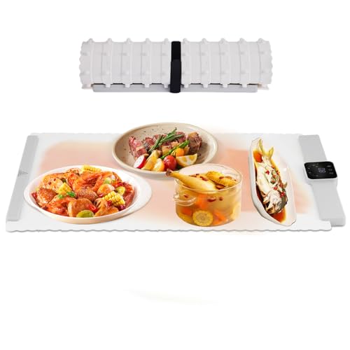 BAOSHISHAN 保温プレート 卓上保温プレート フードウォーマー 66*38cm 電気保温パッド 急速加熱 料理ウォーマー 60-100℃温度調節 4時間タイマー お手入れ簡単 巻き取り収納 冬場対策 鍋/料理/ピザ/ポテト/スープの通販は