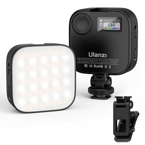 Ulanzi U60 LEDビデオライト 撮影用ライト RGB撮影ライト 充電式 2500mAh 2500K-9000K色温度 輝度調整 CRI95+ 金属クリップ付き 写真照明 動画撮影 小型 (ブラック)の通販は