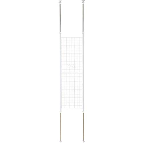 [山善] 突っ張り パーテーション (ワイヤータイプ) 幅45×奥行5×高さ166.5-295.5cm (フック4個付き) 壁掛け 収納 壁面収納 天井 間仕切り 組立品 ホワイト SP-45(W)の通販は