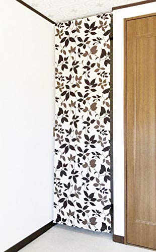 パネルカーテン ロングスクリーン 間仕切り パーテーション 目隠し のれん カーテン 冷暖房効率アップ おしゃれ デザイン 壁掛け タペストリー 北欧 リーフ柄 (73×240) 5,400円