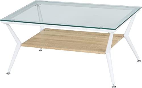 不二貿易 ディスプレイ ローテーブル 幅80cm ナチュラル 強化ガラス クレア 96226