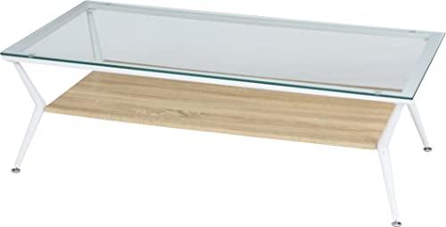 不二貿易 ガラスリビングテーブル クレア 幅120×奥行60cm ナチュラル 96228の通販は