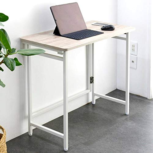 [山善] 折りたたみ デスク 幅80×奥行40×高さ70cm コンパクト 傷・汚れ・水分・熱に強い天板(メラミン加工) なめらかな表面 角が丸い アジャスター付き 完成品 アンティークアイボリー/ホワイト RPST8040H(AIV/WHの通販は 6,724円