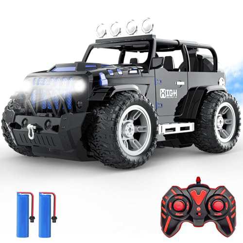 DEERC ラジコンカー こども向け おもちゃ 1/16 オフロード ジープ RCカー スプレー機能 操作時間70分 2.4GHz 屋内外 LEDライト リモコンカー 誕生日 プレゼント 子供 男の子 小学生 贈り物 9166-9の通販は