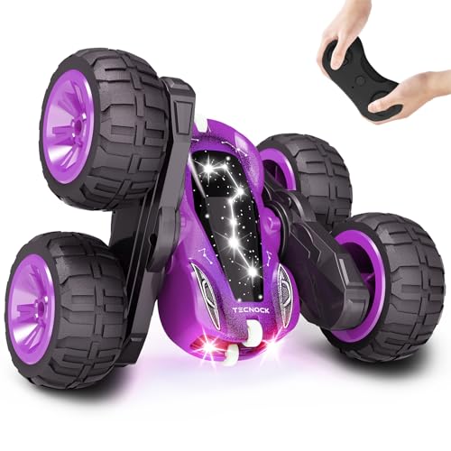 Tecnock ラジコンカー 子供向け スタントカー 360度回転 両面走行 ラジコン オフロード USB充電 4WD四輪駆動 RCカー 2.4GHz おもちゃ 車 男の子 誕生日 贈り物 大人向け プレゼント (パープル)の通販は