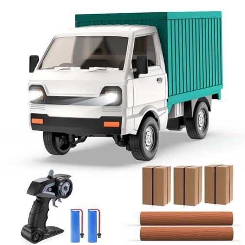 DEERC ラジコン トラック ラジコンカー 軽トラ モデル RCカー ミニラジコン 車おもちゃ 1/16スケール 操作時間60分 LEDライト付き 効果音 ドリフト機能 DIY可能 2.4GHz デモモード 入園祝い こども向け 子供 の通販は