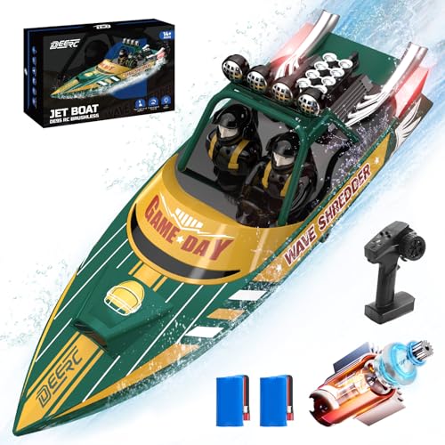 DEERC ラジコンボート ラジコン 船 おもちゃ こども向け 大人向け リモコンボート RCボート 強防水性 操作距離150m 速度20km/h 速度調整可能 LEDライト付き 低電圧アラーム 超距離アラーム 2.4GHz無線 衝突防止 10,000円