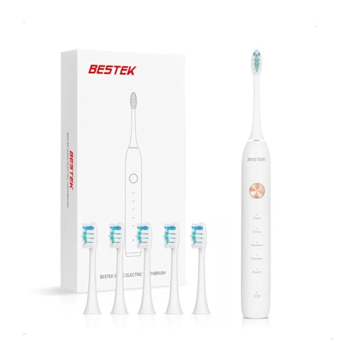 BESTEK 音波式 電動歯ブラシ ソニック 超音波歯ブラシ 替えブラシ ６本 歯磨き 5モード 2分間オートタイマー機能 IPX7防水 電動 USB充電式 歯垢除去 歯ブラシ BTK1-JP 5,300円